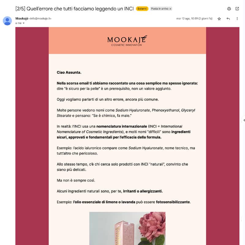 Esempio di newsletter di valore mookaje