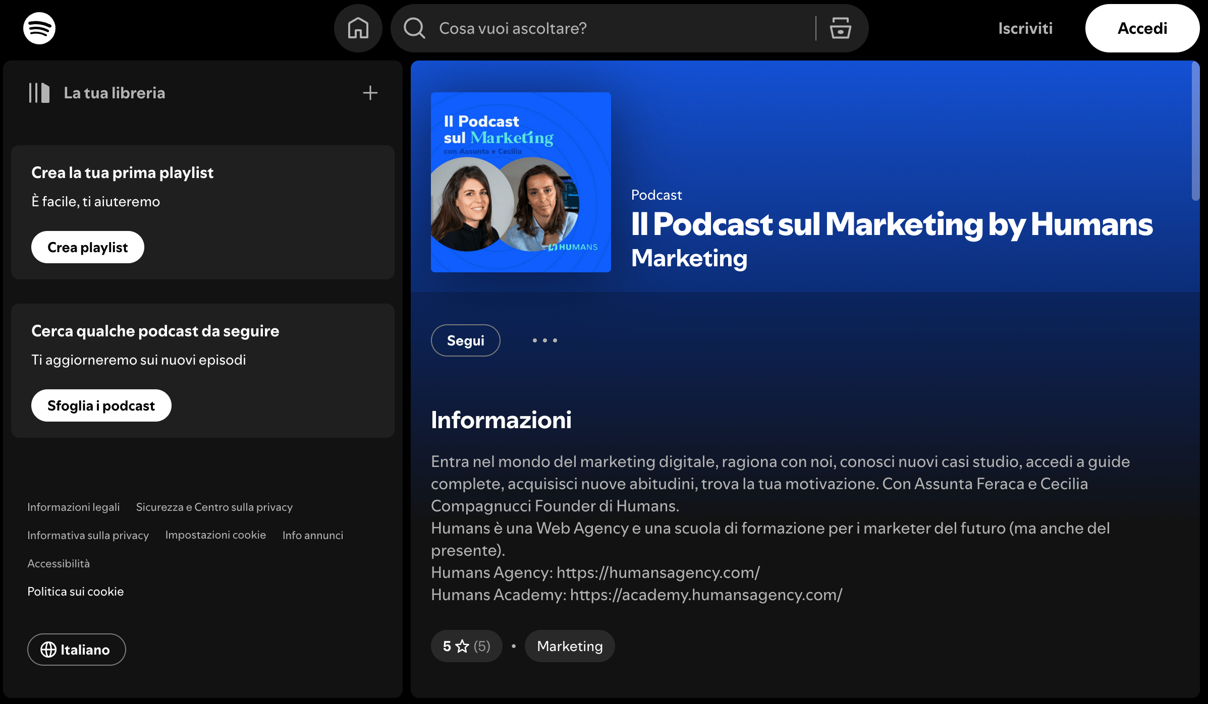 Content Marketing: Il podcast sul marketing di Humans