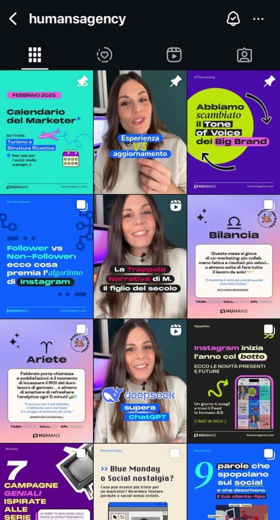 Screenshot pagina Instagram Humans Agency Brand Awareness