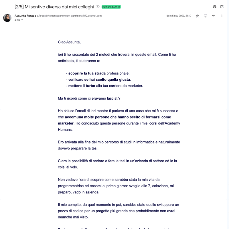 assunta feraca esempio newsletter